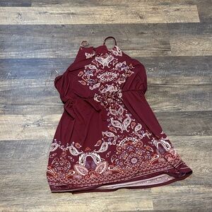 Maurices Burgundy Paisley Mini Dress